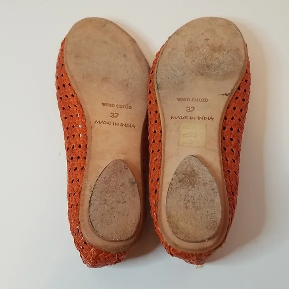 Audrey Brooke Vero Cuoiro Orange Flats - Picture 8 of 8
